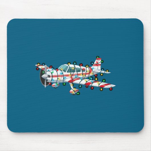 Funny Airplane Christmas Graphics Lights Lover Lon Mousepad (Vorne)