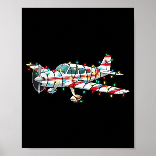 Funny Airplane Christmas Graphics Lights Lover Lon Poster (Vorne)