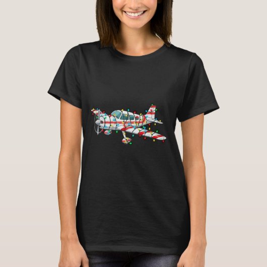 Funny Airplane Christmas Graphics Lights Lover T-Shirt (Vorderseite)