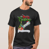 Funny Airplane Lover Xmas Lighting Santa Airplane T-Shirt (Vorderseite)
