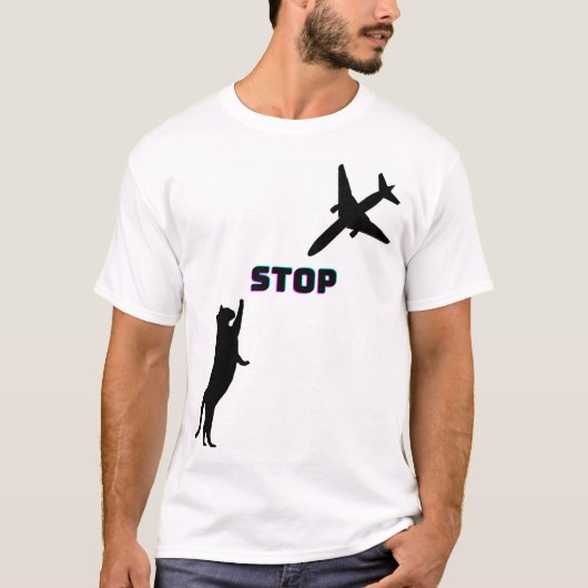Funny Airplane Pilot Cat Husband Ehefrau T-Shirt (Vorderseite)