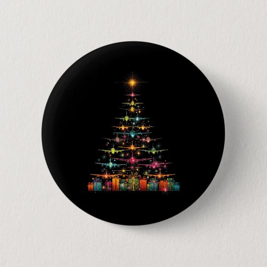 Funny Airplanes Christmas Tree Graphic Air Planes Button (Vorderseite)