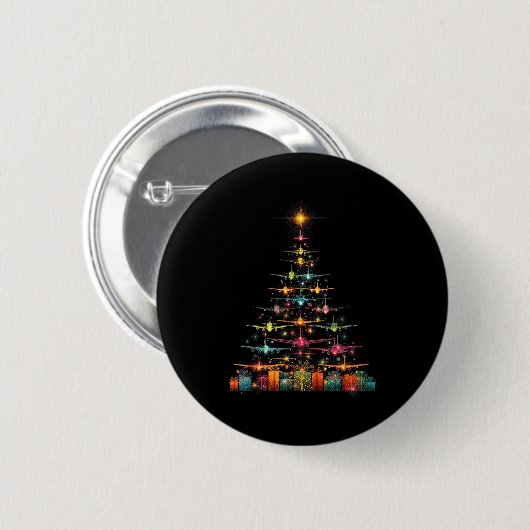 Funny Airplanes Christmas Tree Graphic Air Planes Button (Vorne & Hinten)