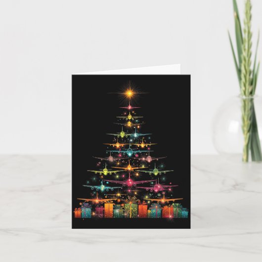 Funny Airplanes Christmas Tree Graphic Air Planes  Karte (Vorderseite)