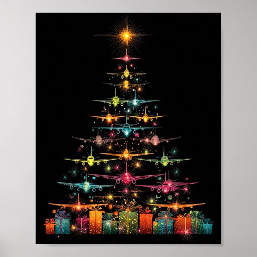 Funny Airplanes Christmas Tree Graphic Air Planes  Poster (Vorne)