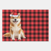 Funny Akita Christmas Dog Buffalo Plaid Geschenkpapier Set (Vorderseite 3)