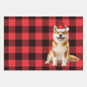 Funny Akita Christmas Dog Buffalo Plaid Geschenkpapier Set (Vorderseite 2)