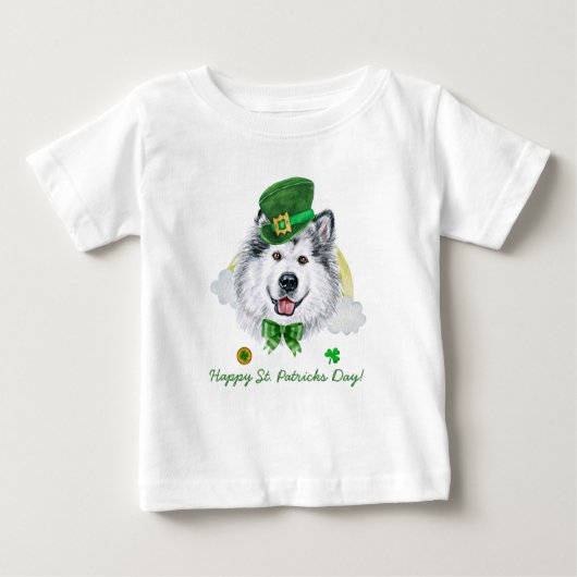 Funny Alaskan Malamute Gold St Patricks Day Baby T-shirt (Vorderseite)