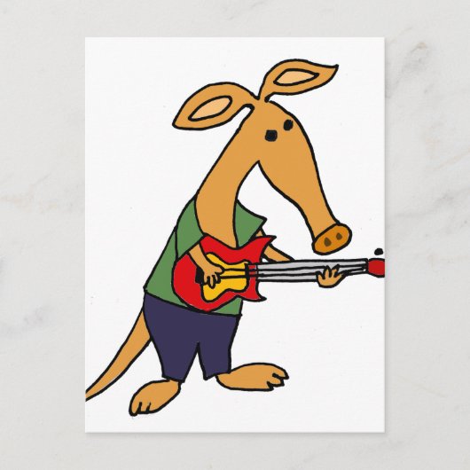 Funny Albern Aardvark Playing Electric Guitar Postkarte (Vorderseite)