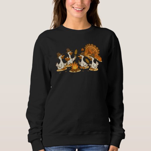 Funny Albern Goose Camping Erntedank Sweatshirt (Vorderseite)