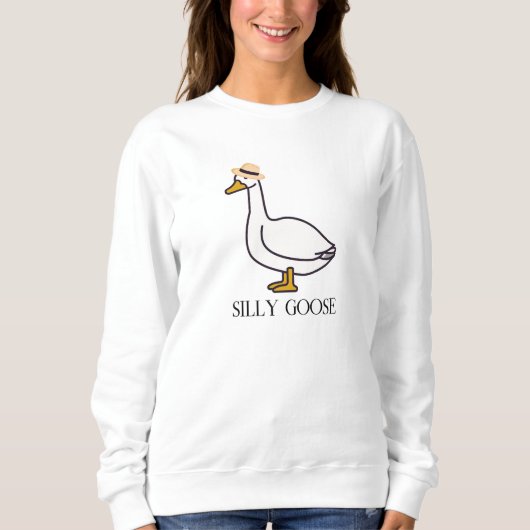 Funny Albern Goose mit Hut Sweatshirt (Vorderseite)