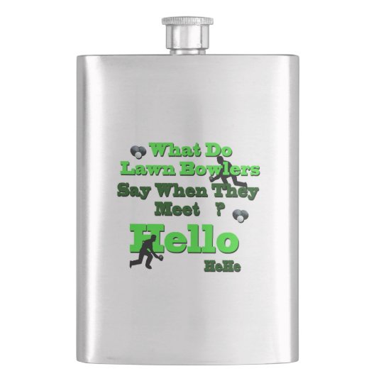 Funny Albern Lawn Bowls Gruß, Hip Flask Flachmann (Vorderseite)