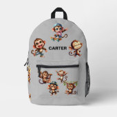 Funny Albern Monkey Watercolor Muster Monogram Bedruckter Rucksack (Vorderseite)