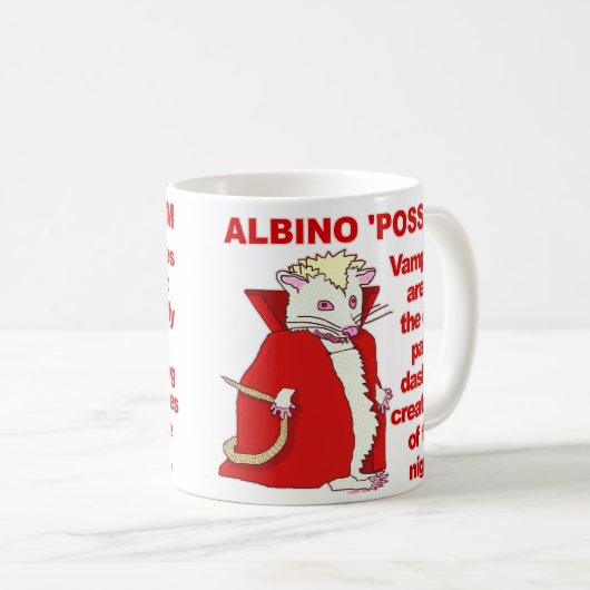 Funny Albino Possum Vampire Animal Kaffeetasse (VorderseiteRechts)
