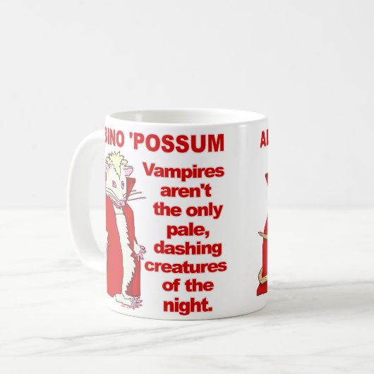 Funny Albino Possum Vampire Animal Kaffeetasse (Vorderseite Links)