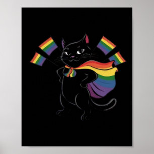 Funny Alcat Rainbow Flag Gay Pride Monte Lgbtq Poster