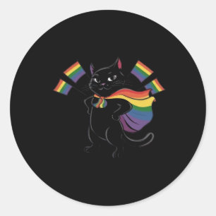 Funny Alcat Rainbow Flag Gay Pride Monte Lgbtq Runder Aufkleber