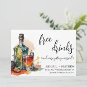 Funny Alcohol Drink Cocktail Trendy Foto Wedding Save The Date (Stehend Vorderseite)