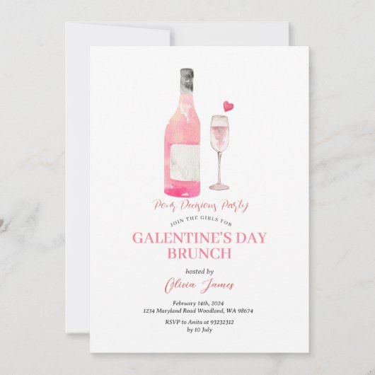 Funny Alcohol Galentine's Day Party Brunch Dinner Einladung (Vorderseite)