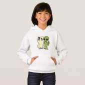 Funny Alien and Ghost Halloween Selfie Hoodie (Vorne ganz)