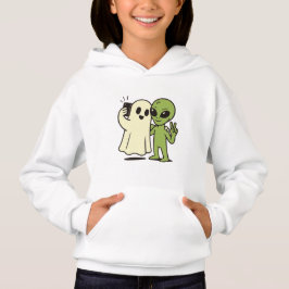 Funny Alien and Ghost Halloween Selfie Hoodie