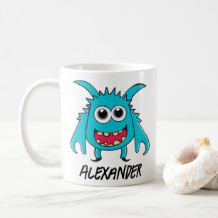 Funny Alien Blue Green Monster Cartoon Kaffeetasse
