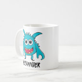 Funny Alien Blue Green Monster Cartoon Kaffeetasse (Vorderseite Links)