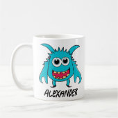 Funny Alien Blue Green Monster Cartoon Kaffeetasse (Links)