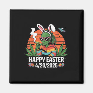 Funny Alien Bunny Easter 2025 Stoner Holiday Vibes Magnet