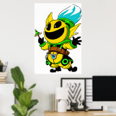 Funny Alien Cartoon | Art der AI Poster (Heimbüro)