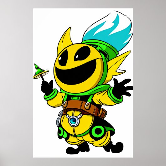 Funny Alien Cartoon | Art der AI Poster (Vorne)