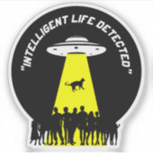 Funny Alien Cat Abduction Aufkleber (Vorderseite)
