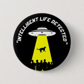 Funny Alien Cat Abduction Button (Vorderseite)