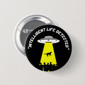Funny Alien Cat Abduction Button (Vorne & Hinten)