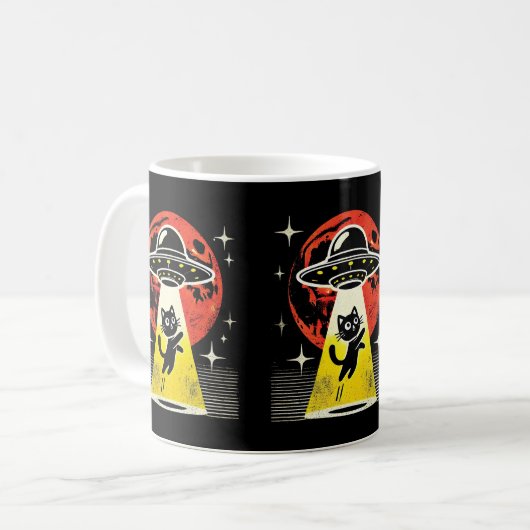 Funny Alien Cat Abduction Cat Lovers & Pet Eigentü Kaffeetasse (Vorderseite Links)