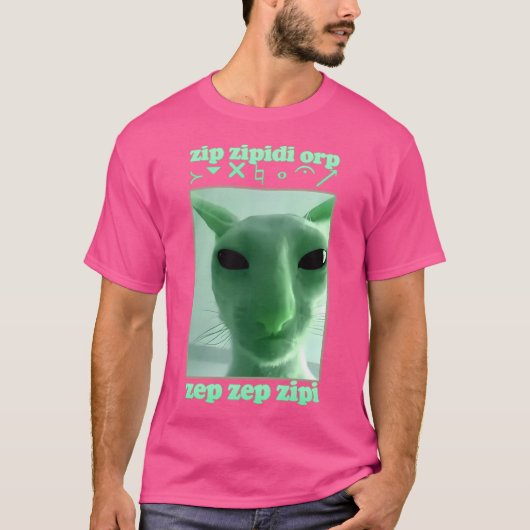 Funny Alien Cat Brainrot Meme Gift T-Shirt (Vorderseite)