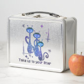 Funny Alien Cats - "Bring uns zu deinem Müll" Metall Brotdose (Beispiel)