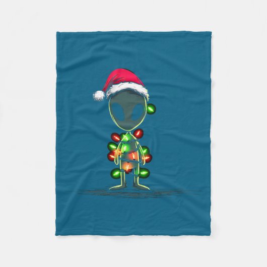 Funny Alien Christmas Graphics Lights Lover Extrat Fleecedecke (Vorderseite)