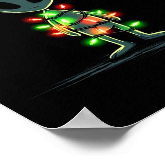 Funny Alien Christmas Graphics Lights Lover Extrat Poster (Ecke)