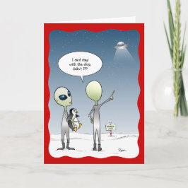 Funny Alien Christmas UFO Santa Rudolph Feiertagskarte