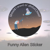 Funny Alien Core UFO Design Runder Aufkleber