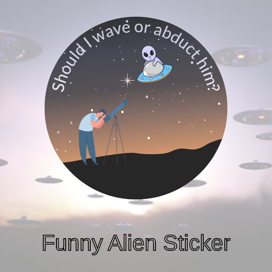 Funny Alien Core UFO Design Runder Aufkleber