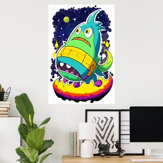 Funny Alien Creature | Art der AI Poster (Heimbüro)