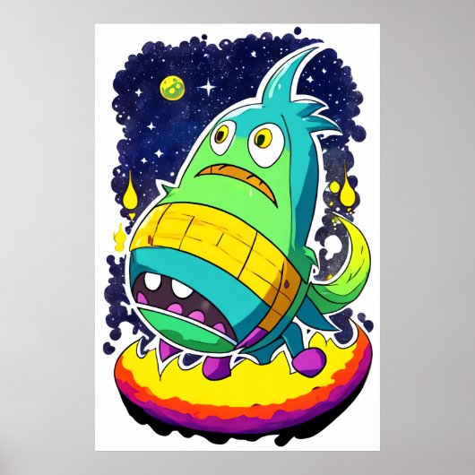 Funny Alien Creature | Art der AI Poster (Vorne)