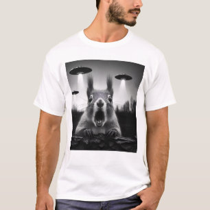 Funny Alien Eichhörnchen UFO Selfie mit UFOs T-Shirt