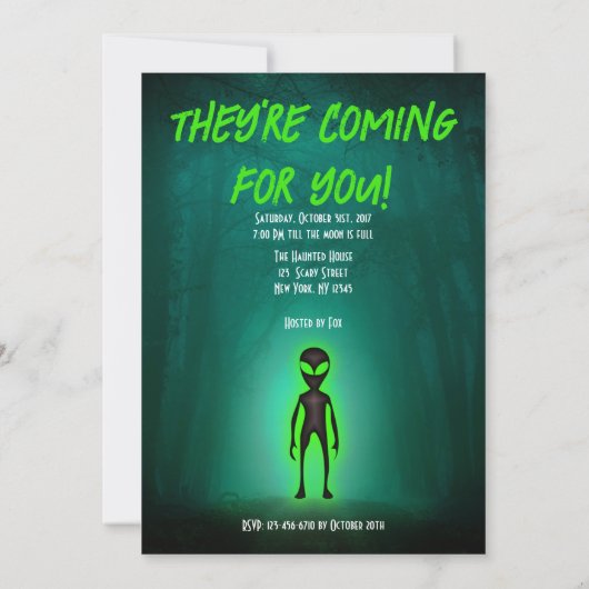 Funny Alien Entführung Party Einladung (Rückseite)