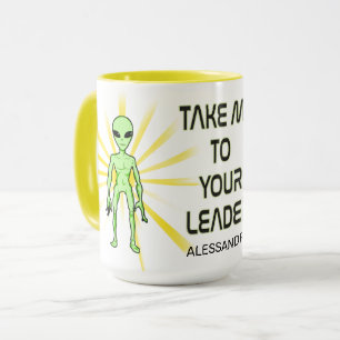 Funny Alien ET Green Man Yellow Sunshine Rays Tass Tasse