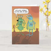 Funny Alien Eyes sind hier zum Geburtstag Karte (Gelbe Blume)