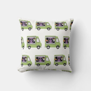 Funny Alien Food Truck Französisch Fries und Pizza Kissen