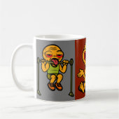 Funny Alien Gym Mug – 3-Panel Cartoon Workout Kaffeetasse (Links)